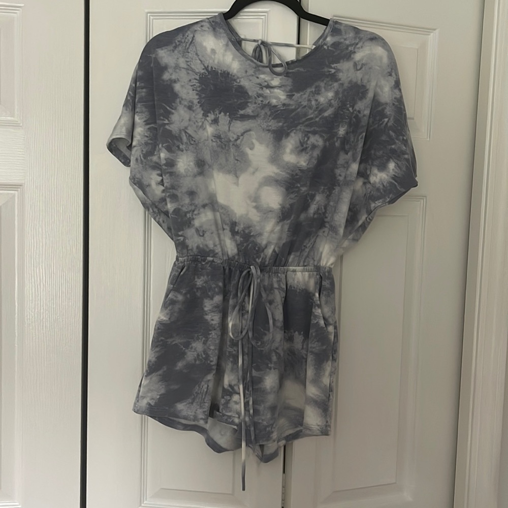 cute blue tie dye romper from a local boutique
